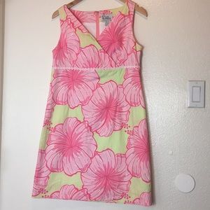 Lilly Pulitzer Pink/Green Hibiscus Floral Sundress